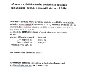 Informace k placení odpadu za rok 2024
