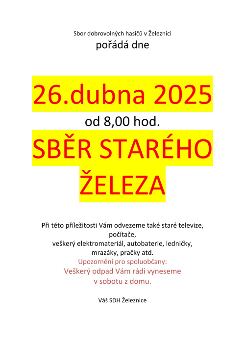 Sběr starého železa-jaro 2025